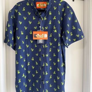 Men's Blue Shirt with Green Rugrats Pattern